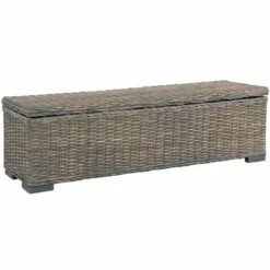 Boîte De Rangement Rotin Naturel Kubu Et Manguier 120 Cm Gris VidaXL