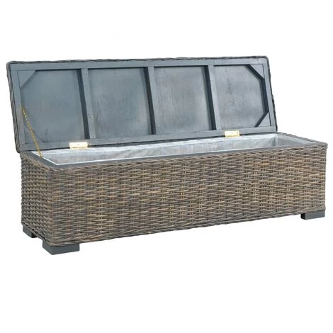 Boîte De Rangement Rotin Naturel Kubu Et Manguier 120 Cm Gris VidaXL 4 Boîte De Rangement Rotin Naturel Kubu Et Manguier 120 Cm Gris VidaXL – Image 2