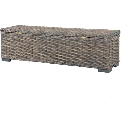 Boîte De Rangement Rotin Naturel Kubu Et Manguier 120 Cm Gris VidaXL 7 Boîte De Rangement Rotin Naturel Kubu Et Manguier 120 Cm Gris VidaXL – Image 5