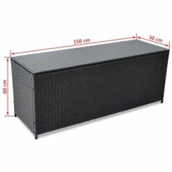 YOUTHUP Boîte De Rangement De Jardin Noir 150x50x60 Cm Résine Tressée - Noir -Rangement de jardin Soldes 19255065 2