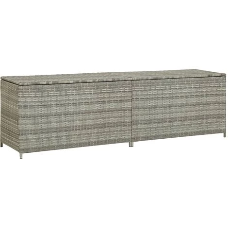YOUTHUP Boîte De Rangement De Jardin Résine Tressée 200x50x60 Cm Gris 3 YOUTHUP Boîte De Rangement De Jardin Résine Tressée 200x50x60 Cm Gris