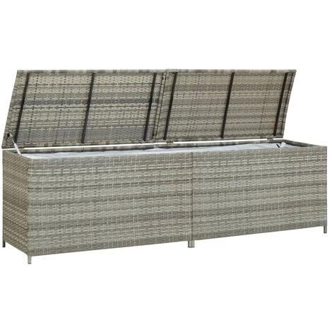 YOUTHUP Boîte De Rangement De Jardin Résine Tressée 200x50x60 Cm Gris 5 YOUTHUP Boîte De Rangement De Jardin Résine Tressée 200x50x60 Cm Gris – Image 3