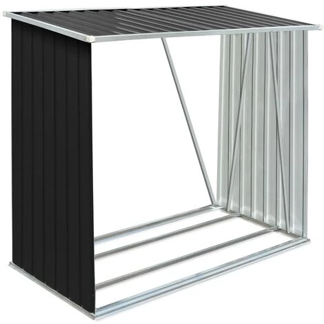 YOUTHUP Abri De Stockage à Bois Acier Galvanisé 163x83x154cm Anthracite 4 YOUTHUP Abri De Stockage à Bois Acier Galvanisé 163x83x154cm Anthracite – Image 2