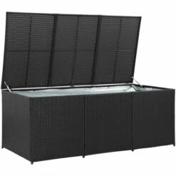 ASUPERMALL Boite De Rangement De Jardin Resine Tressee 180x90x75 Cm Noir -Rangement de jardin Soldes 19769298 3
