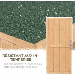 Outsunny Armoire De Jardin Sur Pied Double Porte étagère Et Toit Bitumé Relevable Dim. 74L X 43l X 88H Cm Bois Massif De Sapin - Beige -Rangement de jardin Soldes 20157748 4