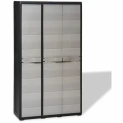 Topdeal Armoire De Rangement De Jardin Avec 4 étagères Noir Et Gris