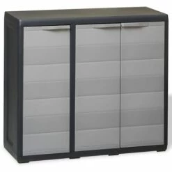Topdeal Armoire De Rangement De Jardin Avec 2 étagères Noir Et Gris