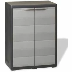 Topdeal Armoire De Rangement De Jardin Avec 1 étagère Noir Et Gris