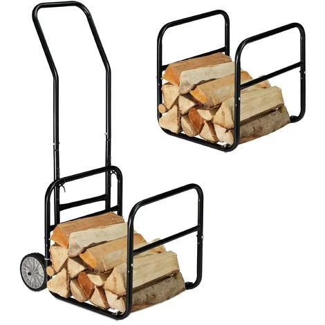 Relaxdays Chariot à Bois, 2 En 1, Panier à Bûches Avec Roues, En Acier, Jusqu’à 45 Kg, Transport & Rangement, Noir 3 Relaxdays Chariot à Bois, 2 En 1, Panier à Bûches Avec Roues, En Acier, Jusqu’à 45 Kg, Transport & Rangement, Noir