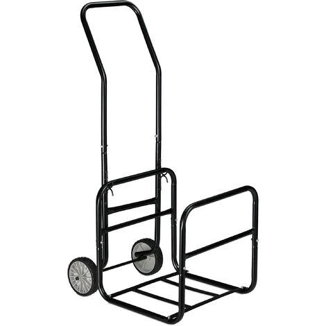 Relaxdays Chariot à Bois, 2 En 1, Panier à Bûches Avec Roues, En Acier, Jusqu’à 45 Kg, Transport & Rangement, Noir 4 Relaxdays Chariot à Bois, 2 En 1, Panier à Bûches Avec Roues, En Acier, Jusqu’à 45 Kg, Transport & Rangement, Noir – Image 2
