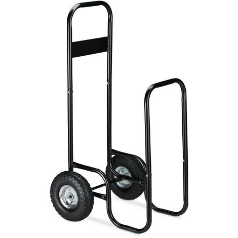 Relaxdays Chariot à Bois, Métal, Bâche De Protection, 2 Roues, 60 Kg, Transport & Stockage, Panier à Bûches, Noir 4 Relaxdays Chariot à Bois, Métal, Bâche De Protection, 2 Roues, 60 Kg, Transport & Stockage, Panier à Bûches, Noir – Image 2