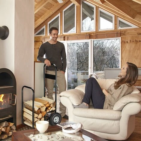 Relaxdays Chariot à Bois, Métal, Bâche De Protection, 2 Roues, 60 Kg, Transport & Stockage, Panier à Bûches, Noir 6 Relaxdays Chariot à Bois, Métal, Bâche De Protection, 2 Roues, 60 Kg, Transport & Stockage, Panier à Bûches, Noir – Image 4