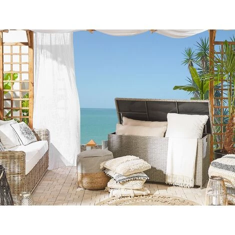 BELIANI Coffre En Rotin Beige Taupe 126 X 46 Cm - Beige 4 BELIANI Coffre En Rotin Beige Taupe 126 X 46 Cm - Beige – Image 2