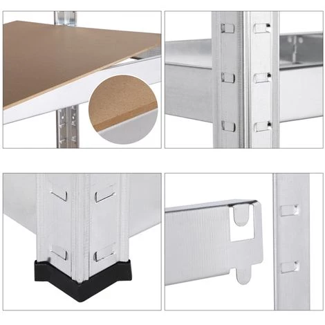 Yaheetech Etagère De Rangement Metallique Sans Boulon 180x90x40cm Étagère Atelier Garage Cuisine Metal 5 Niveaux Réglable Charge 175 Kg Par Niveau Embout Plastique De Pied - Argenté 6 Yaheetech Etagère De Rangement Metallique Sans Boulon 180x90x40cm Étagère Atelier Garage Cuisine Metal 5 Niveaux Réglable Charge 175 Kg Par Niveau Embout Plastique De Pied - Argenté – Image 4