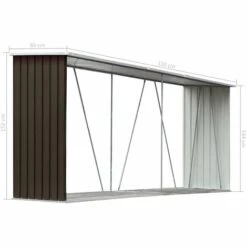 ASUPERMALL Abri De Stockage De Bois Acier Galvanise 330x84x152 Cm Marron -Rangement de jardin Soldes 24166413 4