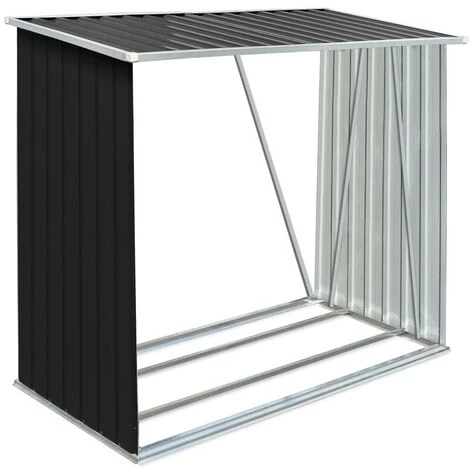 ASUPERMALL Abri De Stockage A Bois Acier Galvanise 163x83x154cm Anthracite 4 ASUPERMALL Abri De Stockage A Bois Acier Galvanise 163x83x154cm Anthracite – Image 2