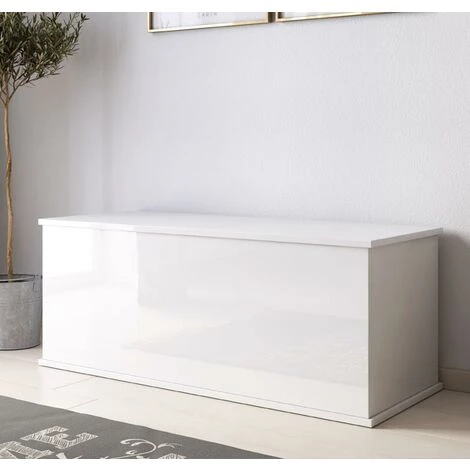 DESIGN AMEUBLEMENT Coffre De Rangement | 100 X 40 X 40cm | Blanc Finition Brillante | Modèle ARIEL - Blanc 5 DESIGN AMEUBLEMENT Coffre De Rangement | 100 X 40 X 40cm | Blanc Finition Brillante | Modèle ARIEL - Blanc – Image 3