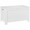HOMCOM Coffre Malle De Rangement 81L X 40l X 46H Cm MDF Blanc - Blanc -Rangement de jardin Soldes 25007168 1