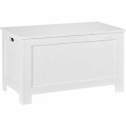 HOMCOM Coffre Malle De Rangement 81L X 40l X 46H Cm MDF Blanc - Blanc