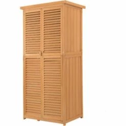 Outsunny Armoire De Jardin Abri Jardin Remise Pour Outils Sur Pied Dim. 79L X 42l X 160H Cm 2 étagères Portes Persiennes Toit Bitumé étanche Bois Pin Pré-huilé - Marron