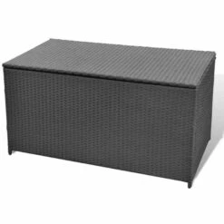 Hommoo Boite De Rangement De Jardin Noir 120x50x60 Cm Resine Tressee HDV27045 -Rangement de jardin Soldes 25140378 3