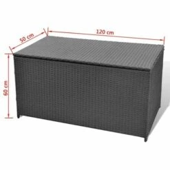 Hommoo Boite De Rangement De Jardin Noir 120x50x60 Cm Resine Tressee HDV27045 -Rangement de jardin Soldes 25140378 5