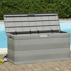 Hommoo Boite De Rangement De Jardin Gris 117x45x56 Cm HDV27996 -Rangement de jardin Soldes 25140936 4