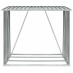 Hommoo Abri De Stockage De Bois Acier Galvanise 163x83x154 Cm Gris HDV29125 -Rangement de jardin Soldes 25141869 3