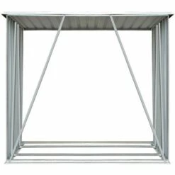 Hommoo Abri De Stockage De Bois Acier Galvanise 163x83x154 Cm Gris HDV29125 -Rangement de jardin Soldes 25141869 4