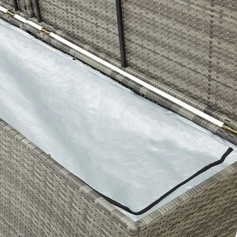 Hommoo Boite De Rangement De Jardin Resine Tressee 200x50x60 Cm Gris HDV30009 4 Hommoo Boite De Rangement De Jardin Resine Tressee 200x50x60 Cm Gris HDV30009 – Image 2