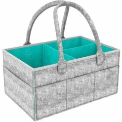 BEARSU Panier De Rangement Pour Bébé En Feutre,Organisateur De Couche Pliable,Panier De Rangement Avec Compartiment Amovible,pour Chambre De Bébé, Crèche, Voyage En Voiture -Rangement de jardin Soldes 25362550 2