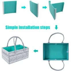 BEARSU Panier De Rangement Pour Bébé En Feutre,Organisateur De Couche Pliable,Panier De Rangement Avec Compartiment Amovible,pour Chambre De Bébé, Crèche, Voyage En Voiture -Rangement de jardin Soldes 25362550 5