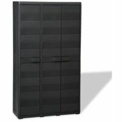Hommoo Armoire De Rangement De Jardin Avec 4 Etageres Noir HDV27987