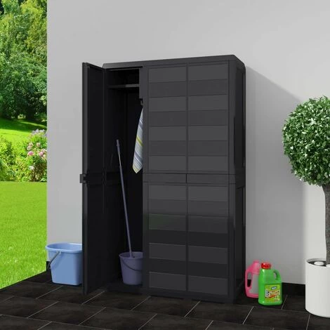 Hommoo Armoire De Rangement De Jardin Avec 4 Etageres Noir HDV27987 4 Hommoo Armoire De Rangement De Jardin Avec 4 Etageres Noir HDV27987 – Image 2