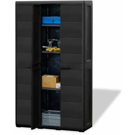 Hommoo Armoire De Rangement De Jardin Avec 4 Etageres Noir HDV27987 6 Hommoo Armoire De Rangement De Jardin Avec 4 Etageres Noir HDV27987 – Image 4