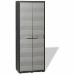 Hommoo Armoire De Rangement De Jardin Avec 3 Etageres Noir Et Gris HDV27990