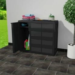 Hommoo Armoire De Rangement De Jardin Avec 2 Etageres Noir HDV27991 8 Hommoo Armoire De Rangement De Jardin Avec 2 Etageres Noir HDV27991 -Rangement de jardin Soldes 25380794 2