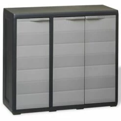 Hommoo Armoire De Rangement De Jardin Avec 2 Etageres Noir Et Gris HDV27992