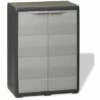 Hommoo Armoire De Rangement De Jardin Avec 1 Etagere Noir Et Gris HDV27994 -Rangement de jardin Soldes 25380807 1