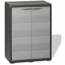 Hommoo Armoire De Rangement De Jardin Avec 1 Etagere Noir Et Gris HDV27994