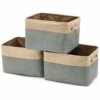 BEARSU Boîte De Rangement Pliable En Coton De Jute Avec Poignée, Panier à Linge, Meuble De Rangement Pour Armoire, Dressing, Penderie – Lot De 3, Gris Et Beige 1 BEARSU Boîte De Rangement Pliable En Coton De Jute Avec Poignée, Panier à Linge, Meuble De Rangement Pour Armoire, Dressing, Penderie – Lot De 3, Gris Et Beige -Rangement de jardin Soldes 25471232 1