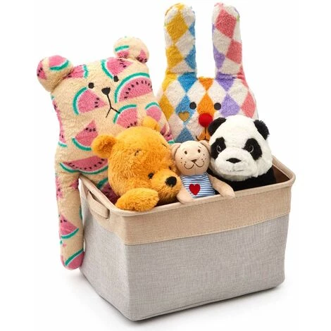 BEARSU Boîte De Rangement Pliable En Lin Avec Les Poignées, Panier De Rangement, Rangement De Qualité - Pack De 3 - Gris Clair/Crème 4 BEARSU Boîte De Rangement Pliable En Lin Avec Les Poignées, Panier De Rangement, Rangement De Qualité - Pack De 3 - Gris Clair/Crème – Image 2