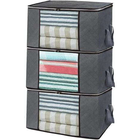 BEARSU Lot De 1 à 5 Sacs De Rangement Pliables Avec Fermeture éclair Pour Couettes, Vêtements, Couvertures, Oreillers, Couettes, Couvertures De Jardin Lot De 3-60 X 40 X 35 Cm 3 BEARSU Lot De 1 à 5 Sacs De Rangement Pliables Avec Fermeture éclair Pour Couettes, Vêtements, Couvertures, Oreillers, Couettes, Couvertures De Jardin Lot De 3-60 X 40 X 35 Cm