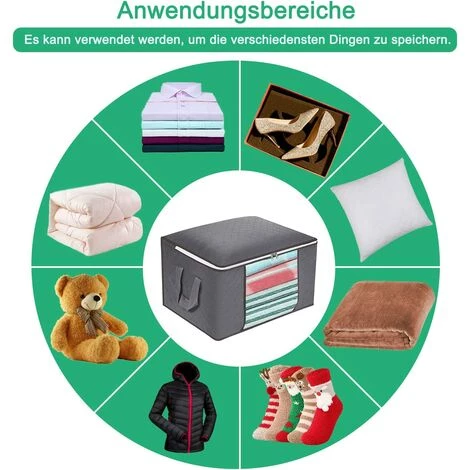 BEARSU Lot De 1 à 5 Sacs De Rangement Pliables Avec Fermeture éclair Pour Couettes, Vêtements, Couvertures, Oreillers, Couettes, Couvertures De Jardin Lot De 3-60 X 40 X 35 Cm 7 BEARSU Lot De 1 à 5 Sacs De Rangement Pliables Avec Fermeture éclair Pour Couettes, Vêtements, Couvertures, Oreillers, Couettes, Couvertures De Jardin Lot De 3-60 X 40 X 35 Cm – Image 5