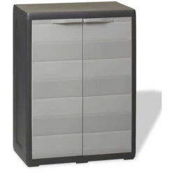 ASUPERMALL Armoire De Rangement De Jardin Avec 1 Etagere Noir Et Gris