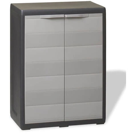 ASUPERMALL Armoire De Rangement De Jardin Avec 1 Etagere Noir Et Gris 3 ASUPERMALL Armoire De Rangement De Jardin Avec 1 Etagere Noir Et Gris