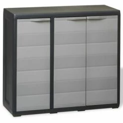 ASUPERMALL Armoire De Rangement De Jardin Avec 2 Etageres Noir Et Gris