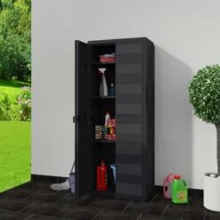 ASUPERMALL Armoire De Rangement De Jardin Avec 3 Etageres Noir -Rangement de jardin Soldes 25826265 3