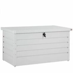 GARDEBRUK Coffre De Rangement Tôle D'acier Blanc 120x62x63cm Verrouillable 2 Clés Jardin