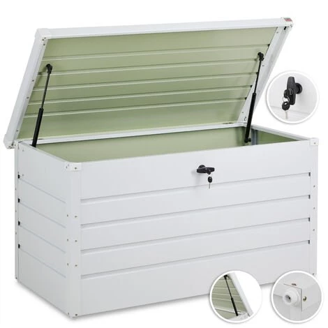 GARDEBRUK Coffre De Rangement Tôle D'acier Blanc 120x62x63cm Verrouillable 2 Clés Jardin 4 GARDEBRUK Coffre De Rangement Tôle D'acier Blanc 120x62x63cm Verrouillable 2 Clés Jardin – Image 2